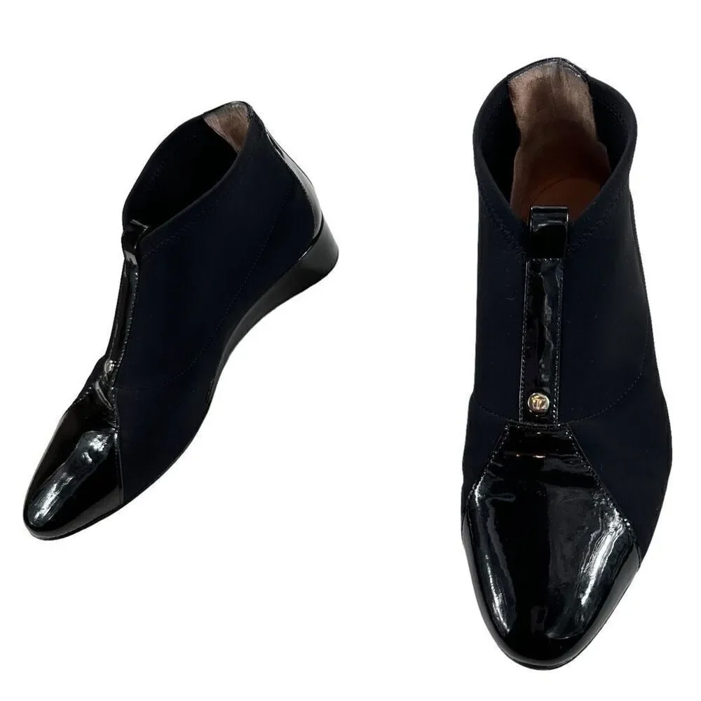 Taryn Rose Women's Camila Demi-Wedge Patent Leather Booties